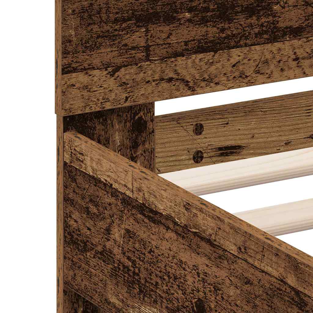 Bettrahmen mit Kopfteil Altholz 120 x 190 cm Holzwerkstoff