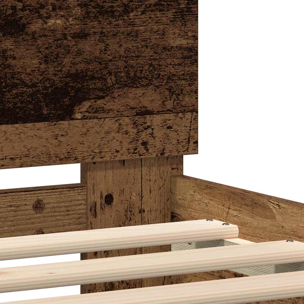 Bettrahmen mit Kopfteil Altholz 120 x 190 cm Holzwerkstoff