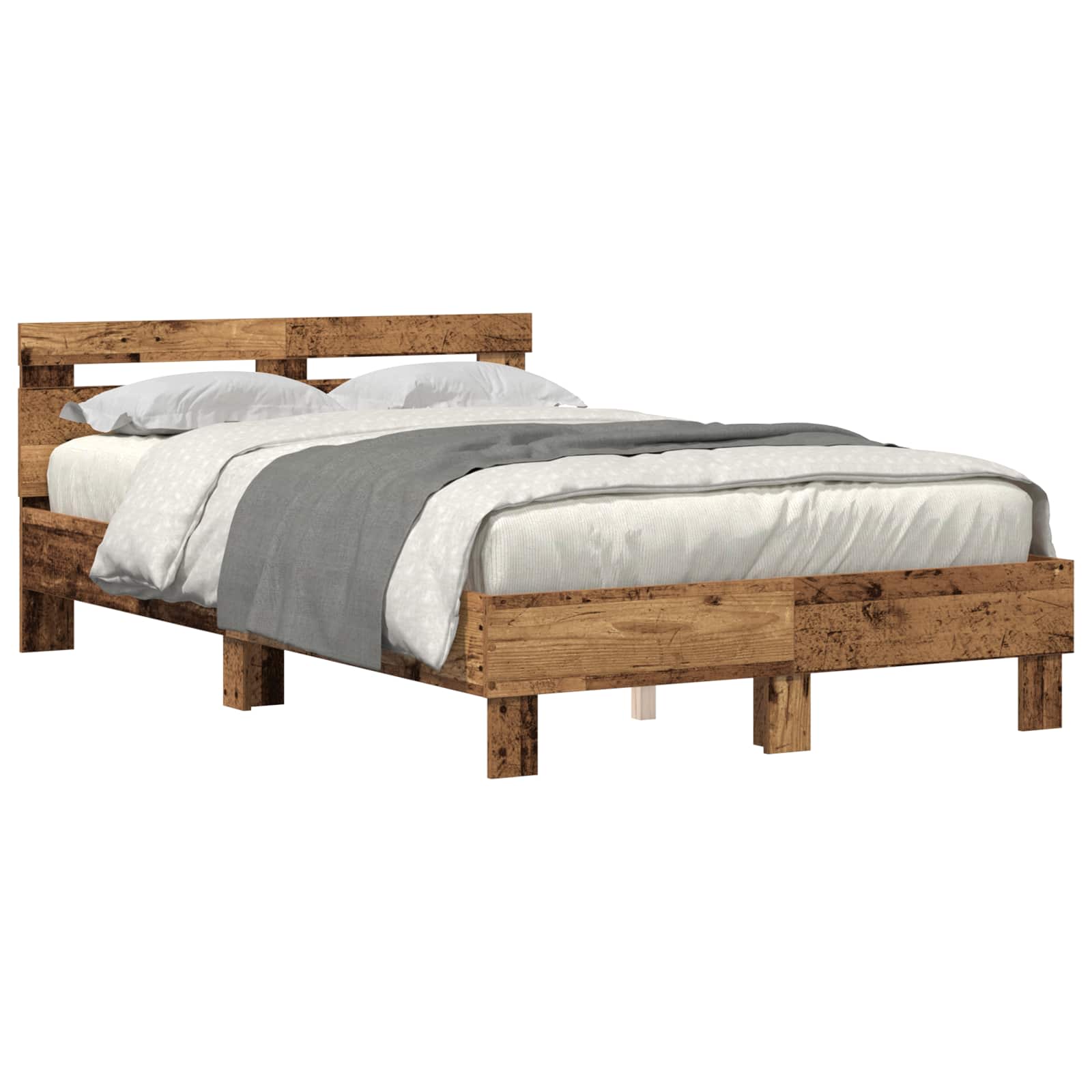 Bettrahmen mit Kopfteil Altholz 120 x 190 cm Holzwerkstoff