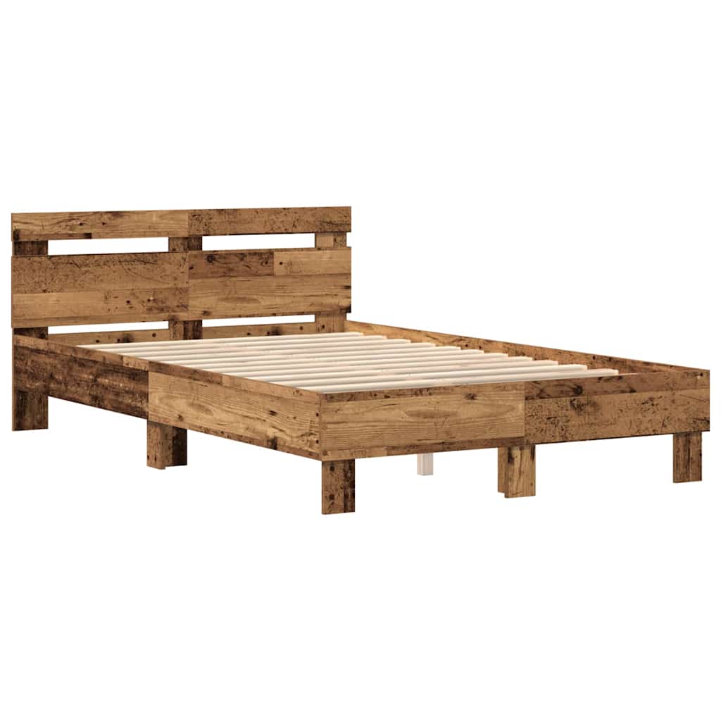 Bettrahmen mit Kopfteil Altholz 120 x 190 cm Holzwerkstoff