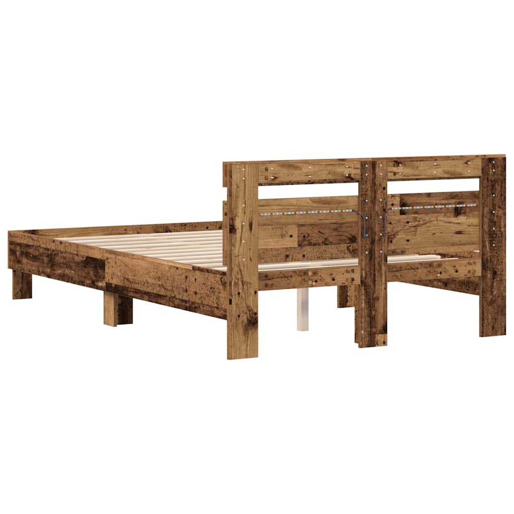 Bettrahmen mit Kopfteil Altholz 120 x 190 cm Holzwerkstoff