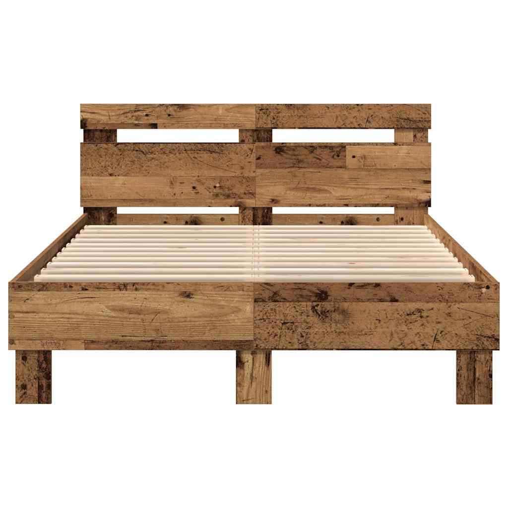 Bettrahmen mit Kopfteil Altholz 120 x 190 cm Holzwerkstoff