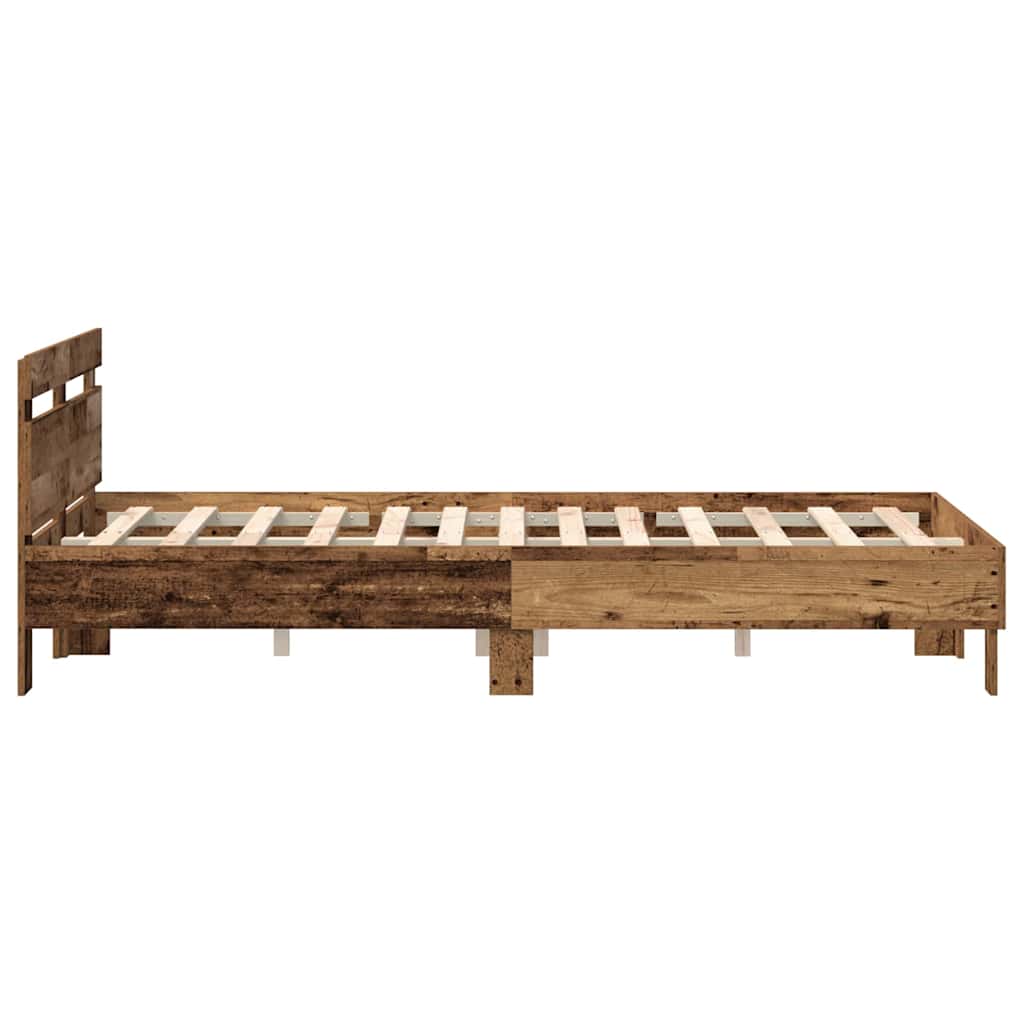 Bettrahmen mit Kopfteil Altholz 120 x 190 cm Holzwerkstoff