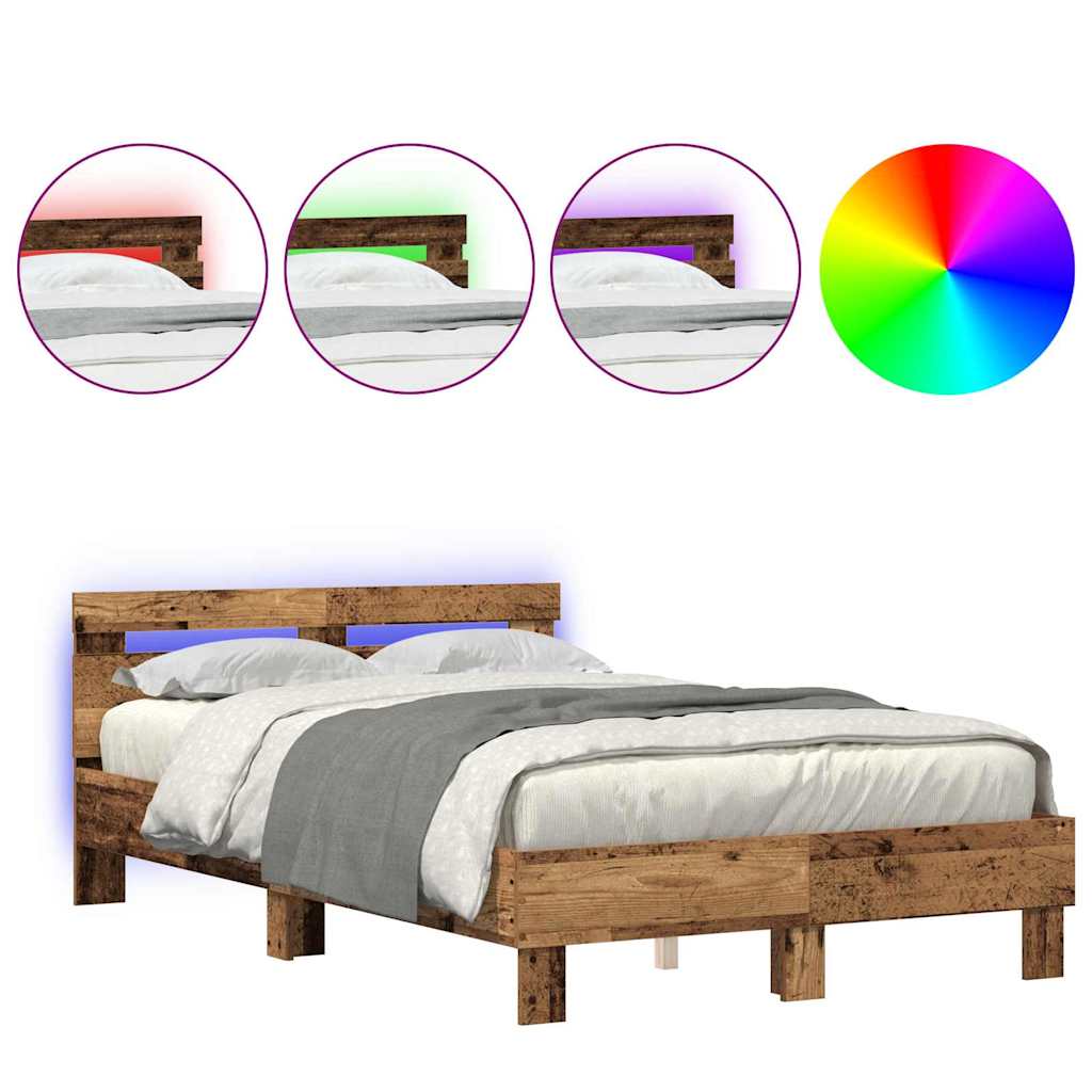 Bettgestell mit Kopfteil Altholz 120 x 190 cm Holzwerkstoff