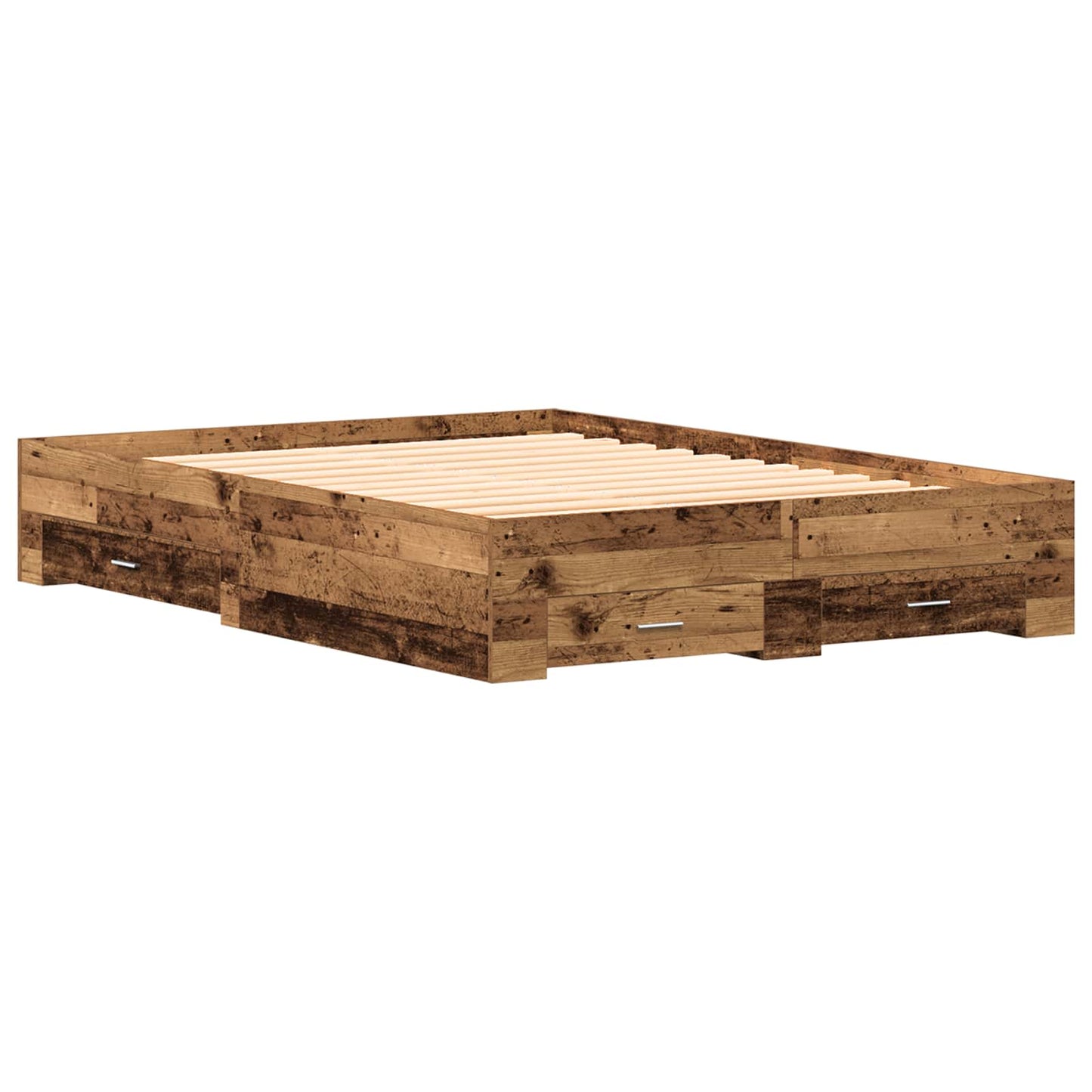 Bettrahmen mit Schubladen Altholz 140 x 190 cm Holzwerkstoff