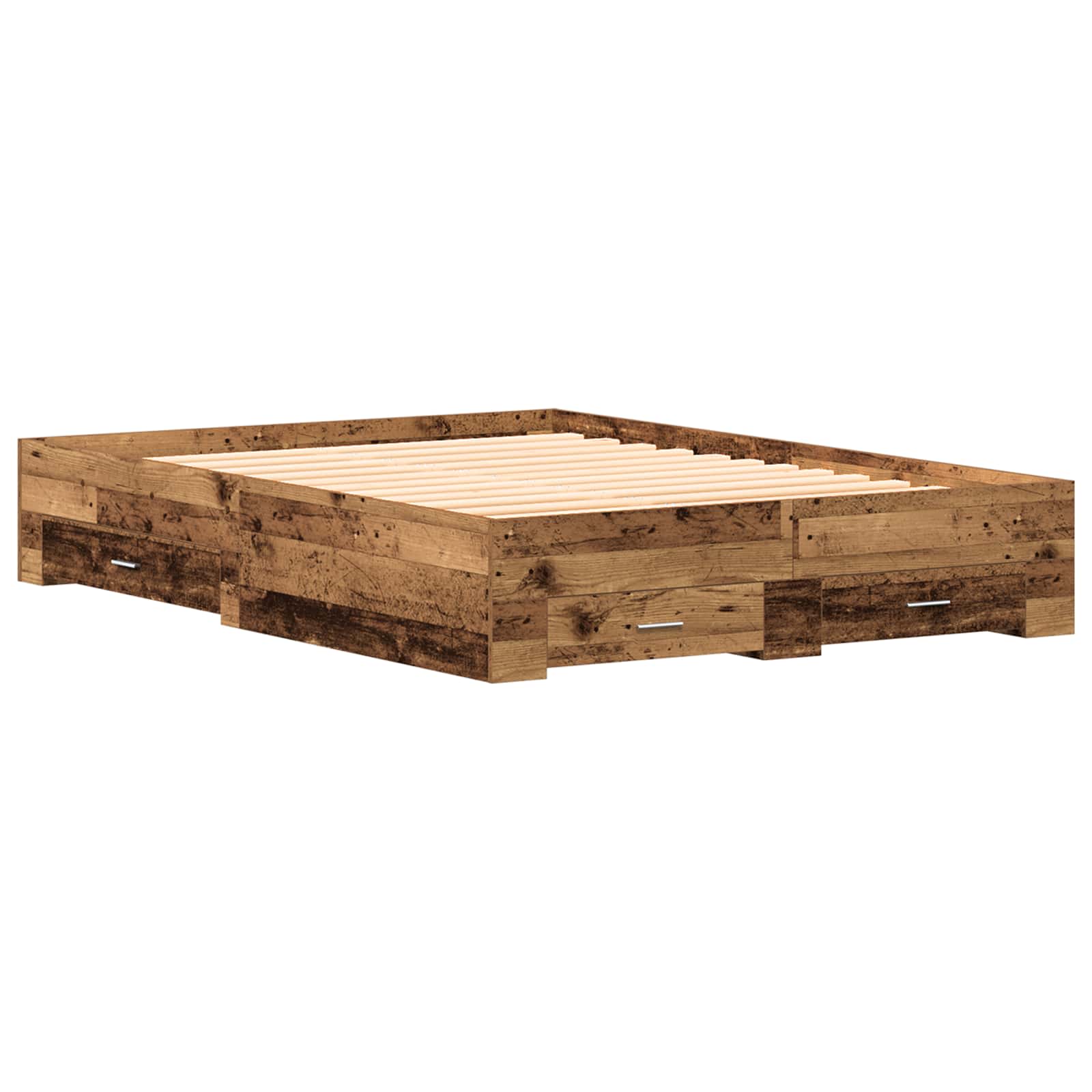 Bettrahmen mit Schubladen Altholz 140 x 190 cm Holzwerkstoff
