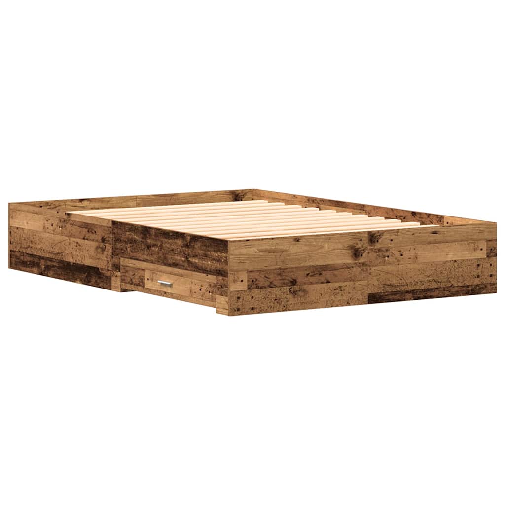 Bettrahmen mit Schubladen Altholz 140 x 190 cm Holzwerkstoff