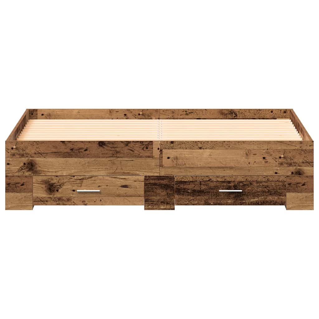 Bettrahmen mit Schubladen Altholz 135 x 190 cm Holzwerkstoff