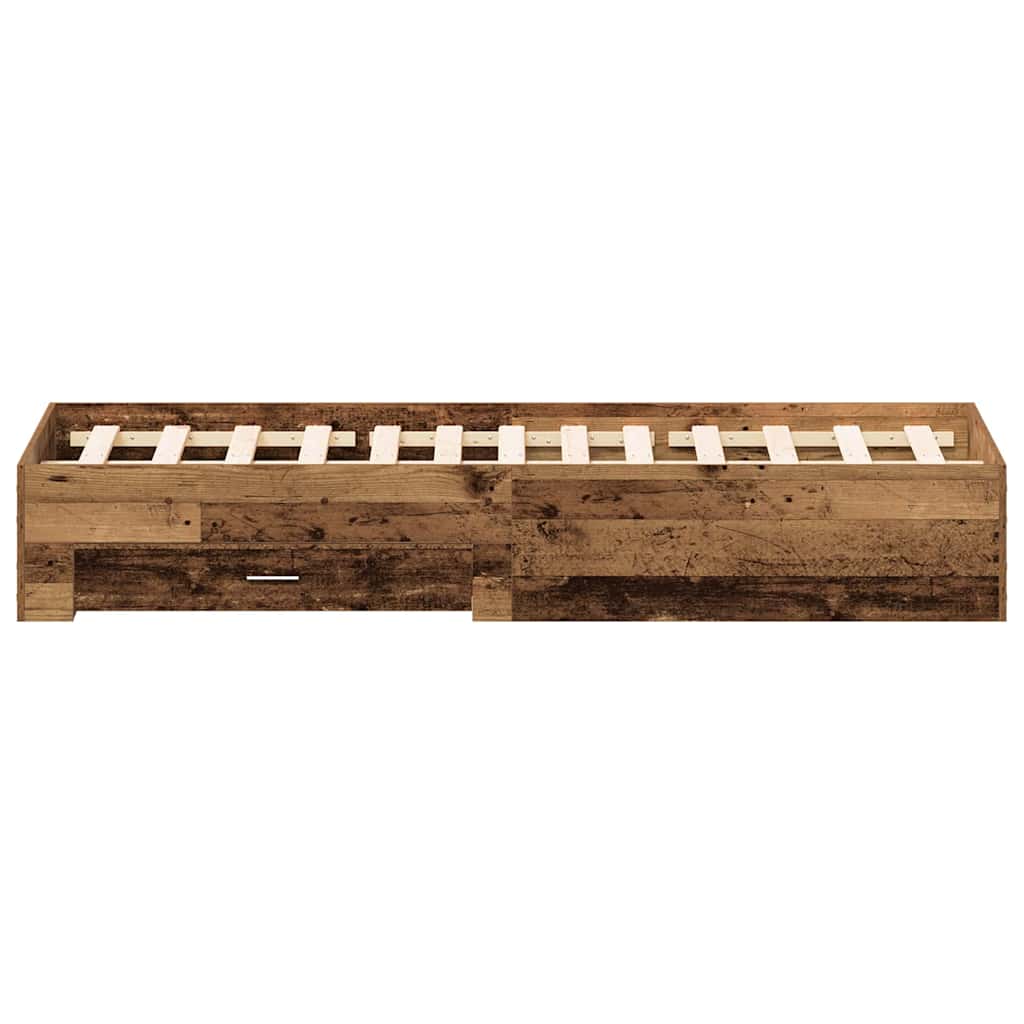 Bettrahmen mit Schubladen Altholz 135 x 190 cm Holzwerkstoff
