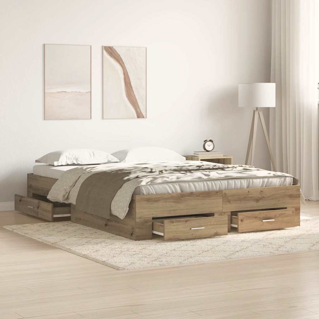 Bettrahmen Artisan-Eiche 135 x 190 cm Holzwerkstoff