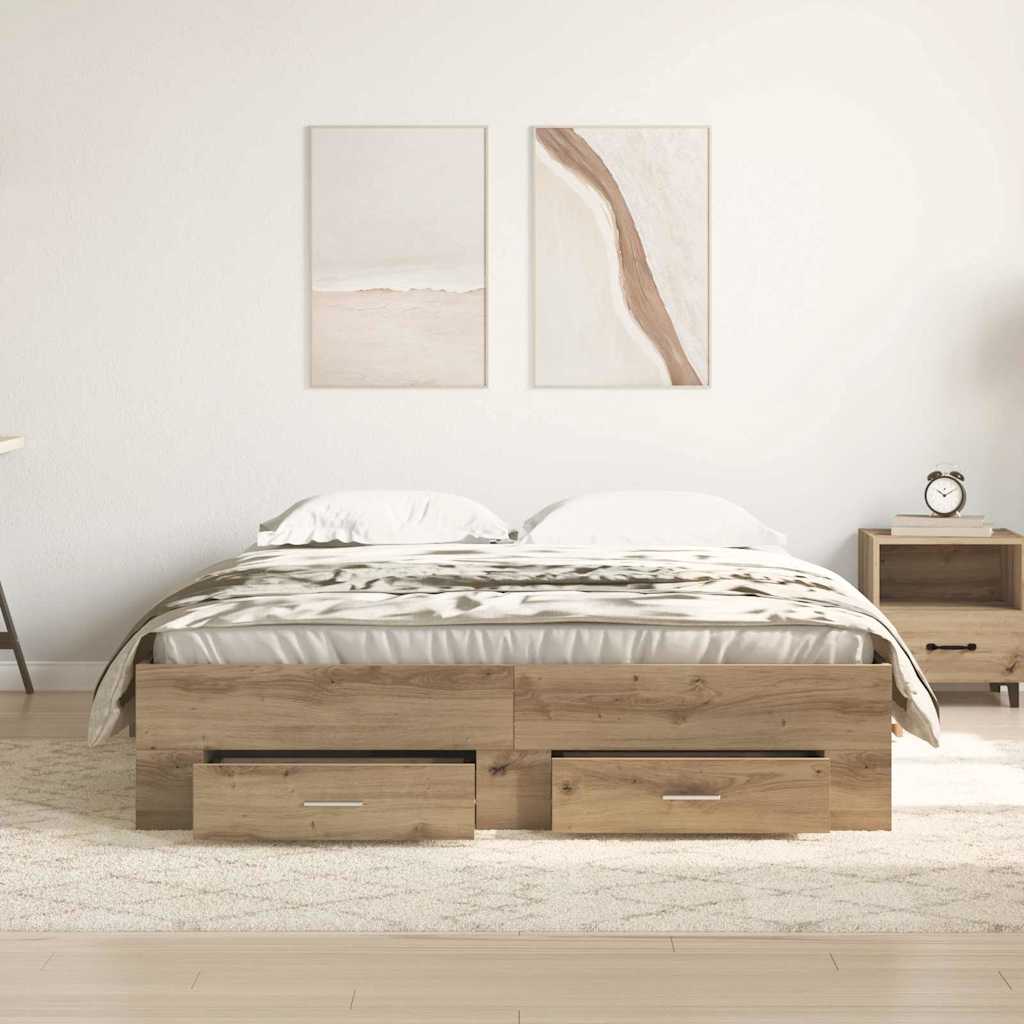Bettrahmen Artisan-Eiche 135 x 190 cm Holzwerkstoff