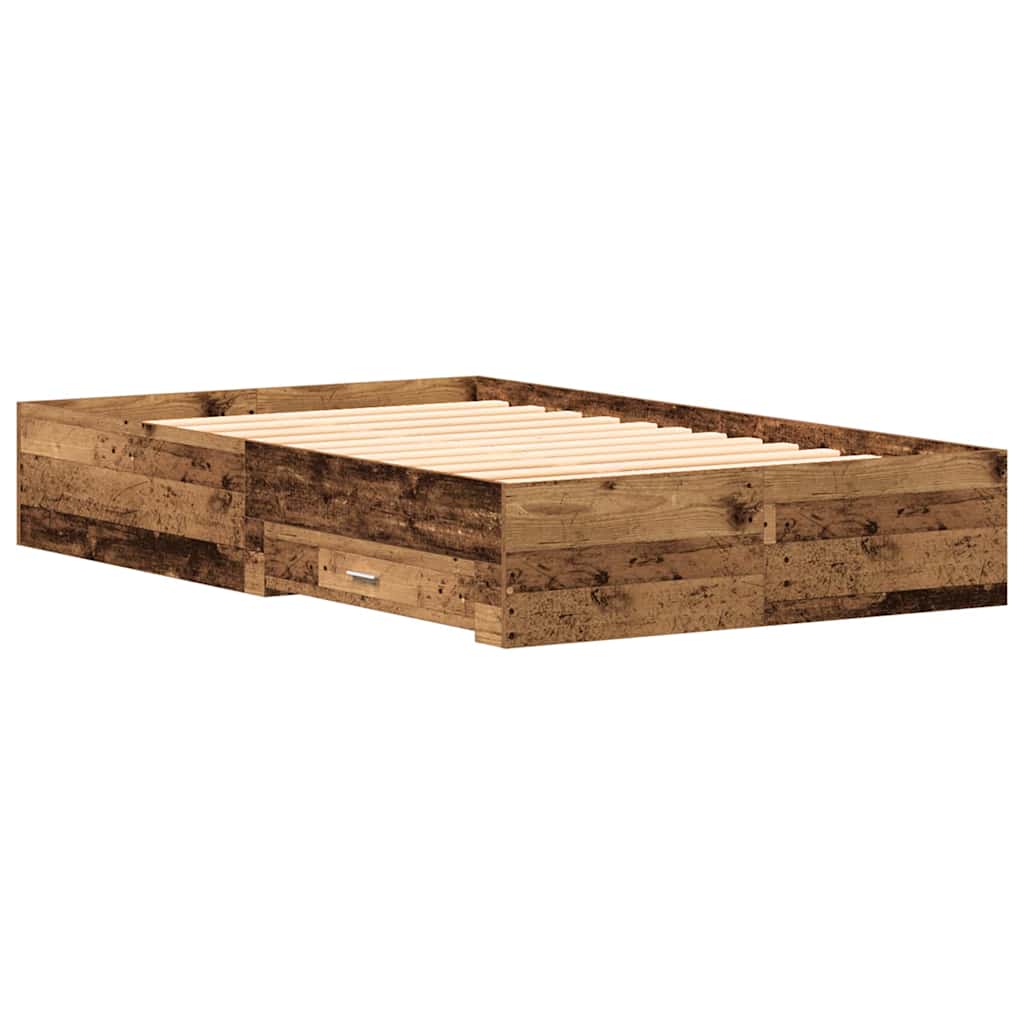 Bettrahmen mit Schubladen Altholz 120 x 190 cm Holzwerkstoff