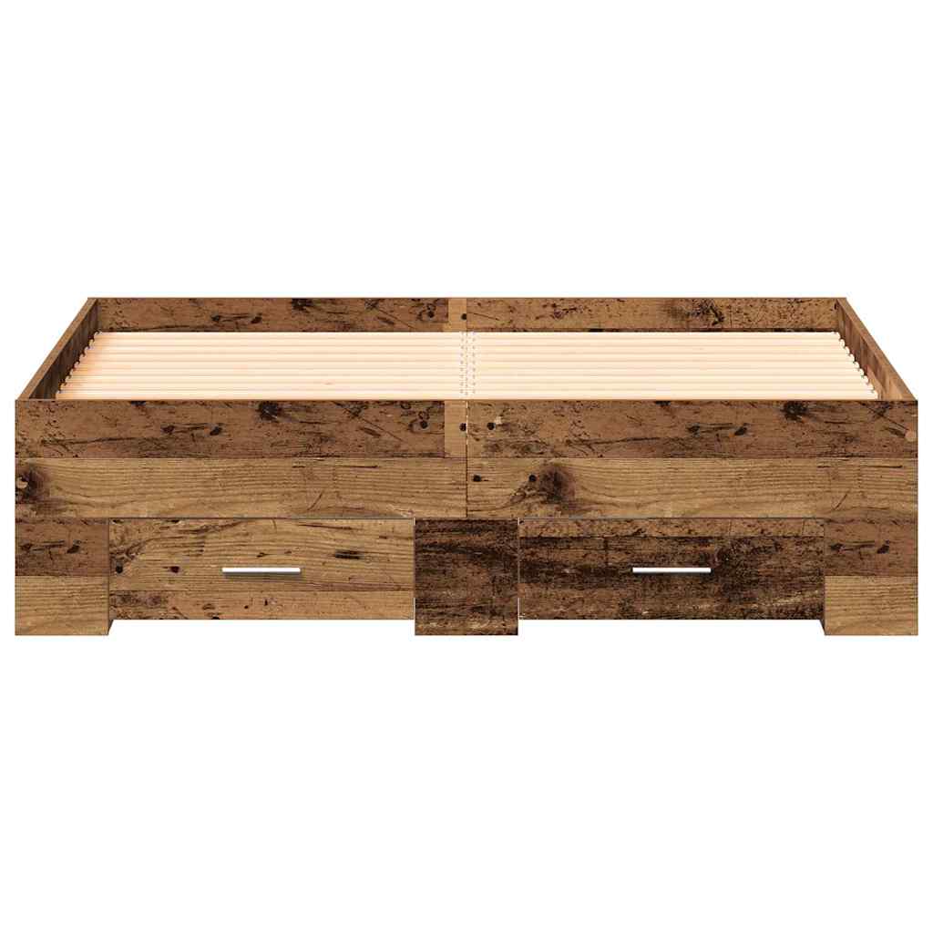 Bettrahmen mit Schubladen Altholz 120 x 190 cm Holzwerkstoff