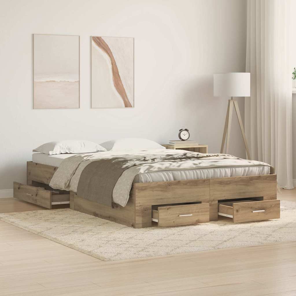 Bettrahmen Artisan-Eiche 120 x 190 cm Holzwerkstoff