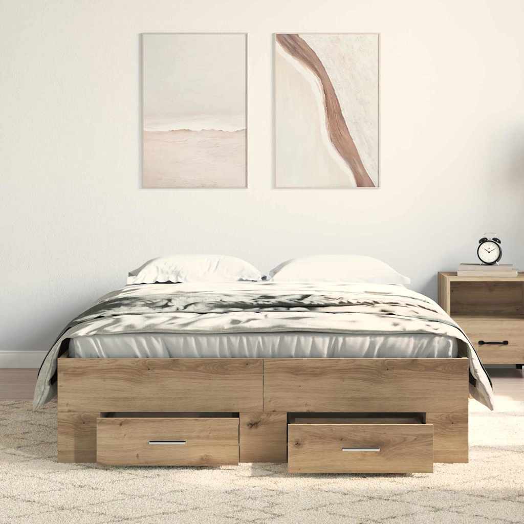 Bettrahmen Artisan-Eiche 120 x 190 cm Holzwerkstoff