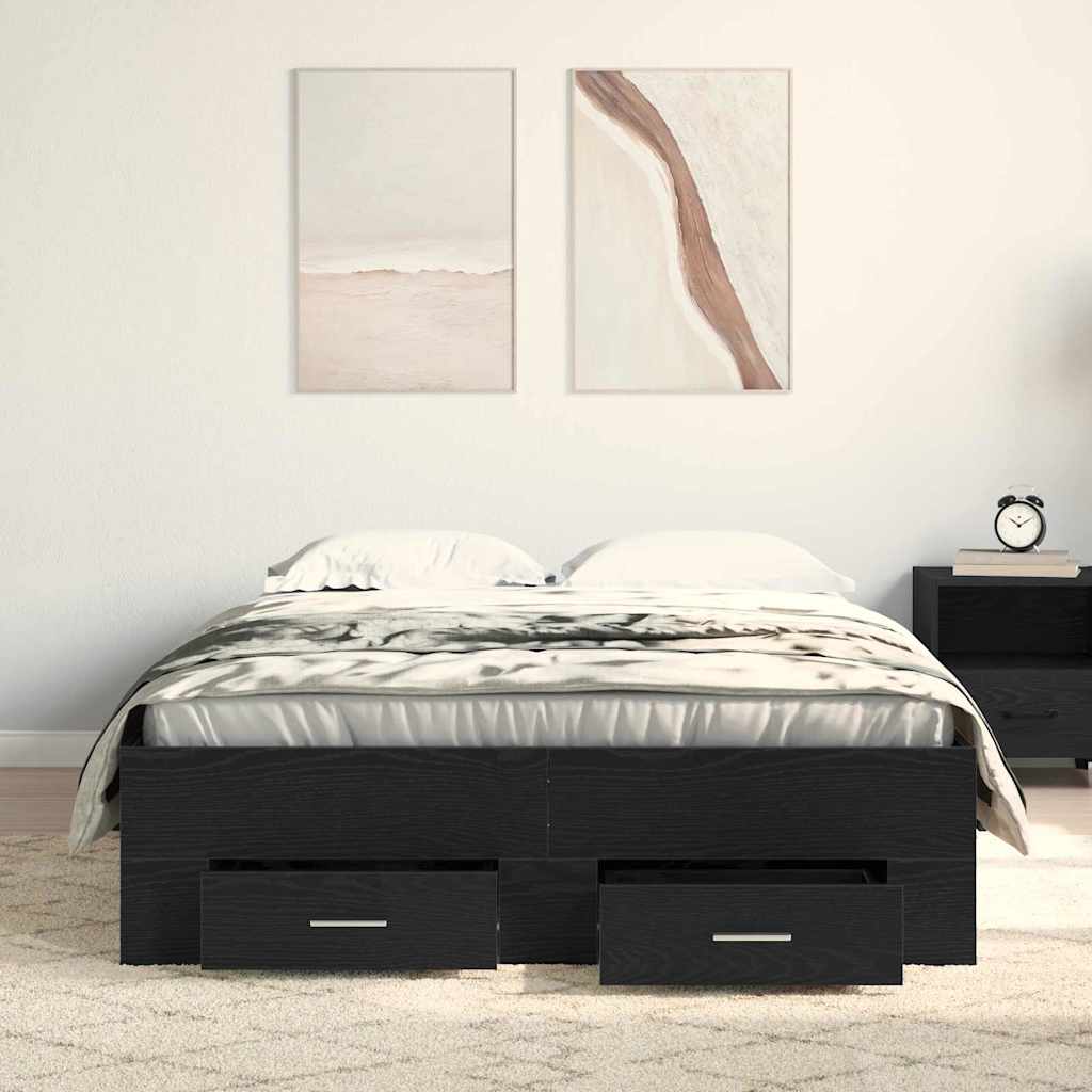 Bettrahmen Schwarz Eichen-Optik 120 x 190 cm Holzwerkstoff