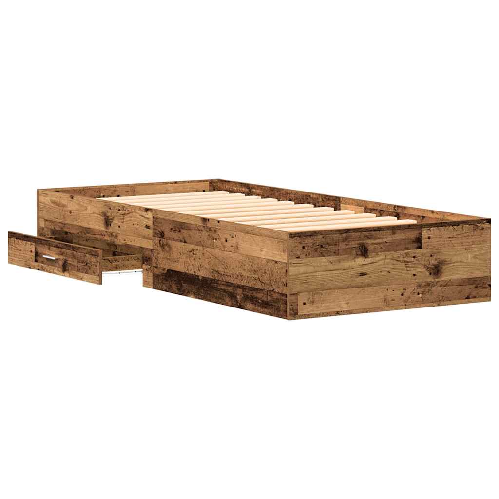 Bettrahmen mit Schubladen Altholz 100 x 200 cm Holzwerkstoff