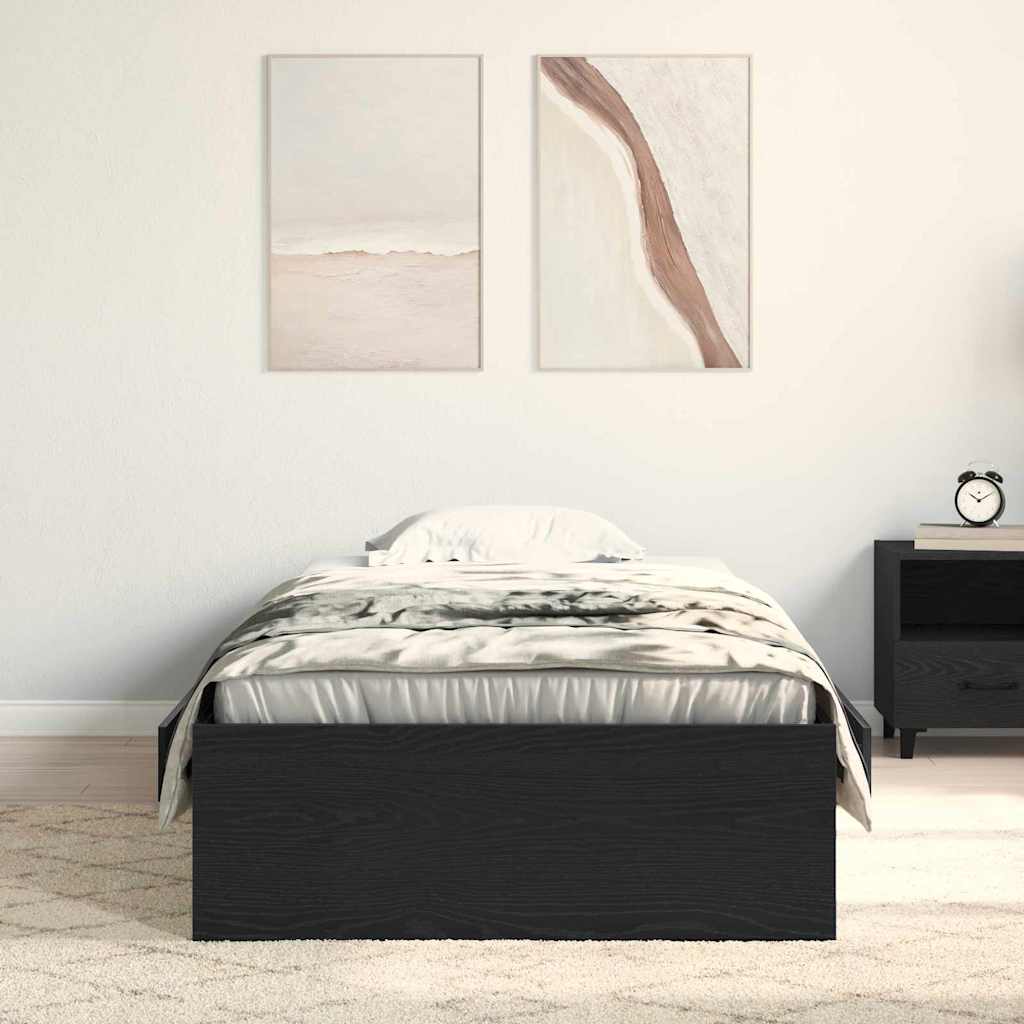 Bettrahmen Schwarz Eichen-Optik 100 x 200 cm Holzwerkstoff