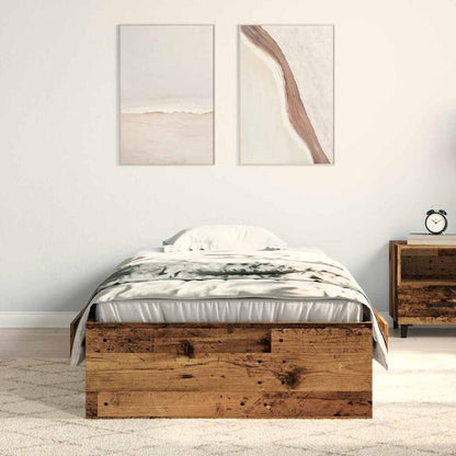 Bettrahmen mit Schubladen Altholz 90 x 200 cm Holzwerkstoff