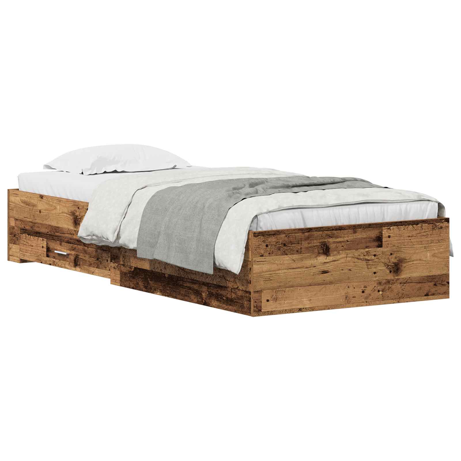 Bettrahmen mit Schubladen Altholz 90 x 200 cm Holzwerkstoff