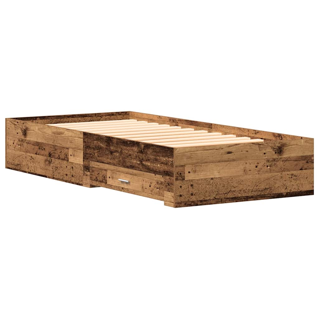 Bettrahmen mit Schubladen Altholz 90 x 200 cm Holzwerkstoff