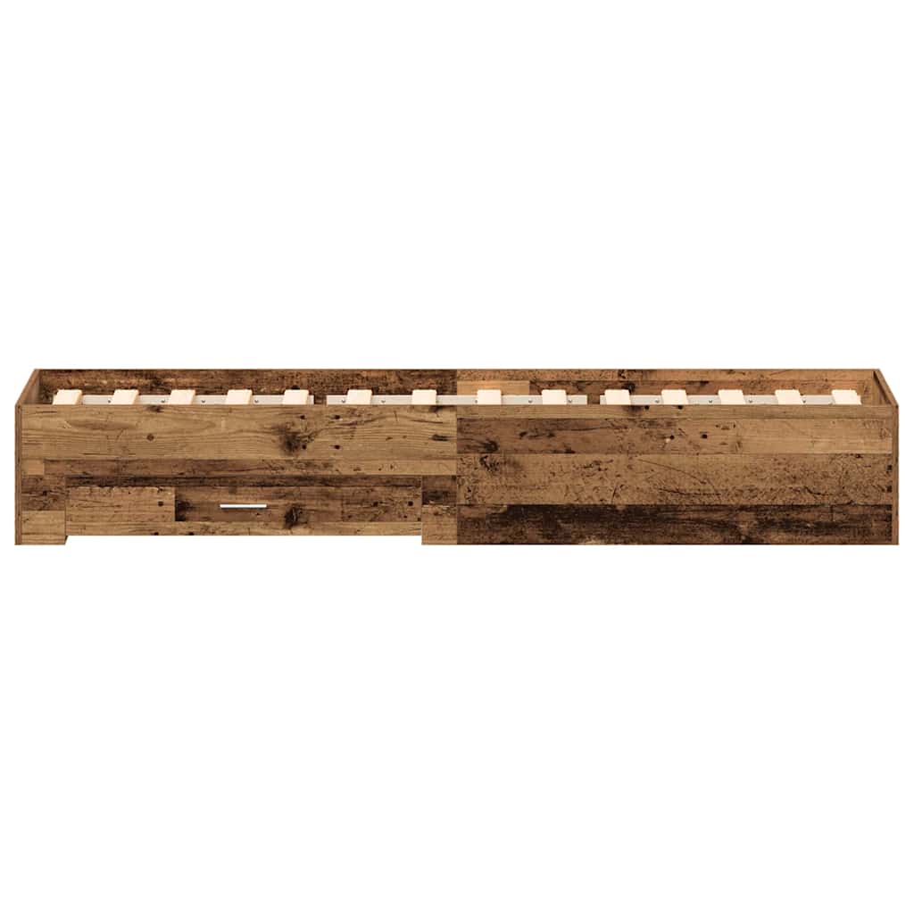 Bettrahmen mit Schubladen Altholz 90 x 200 cm Holzwerkstoff