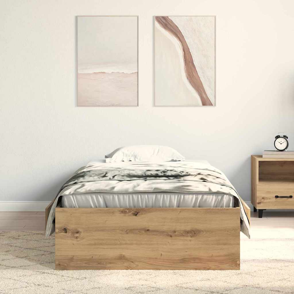 Bettrahmen mit Speicher Artisan-Eiche 90 x 200 cm Holzwerkstoff