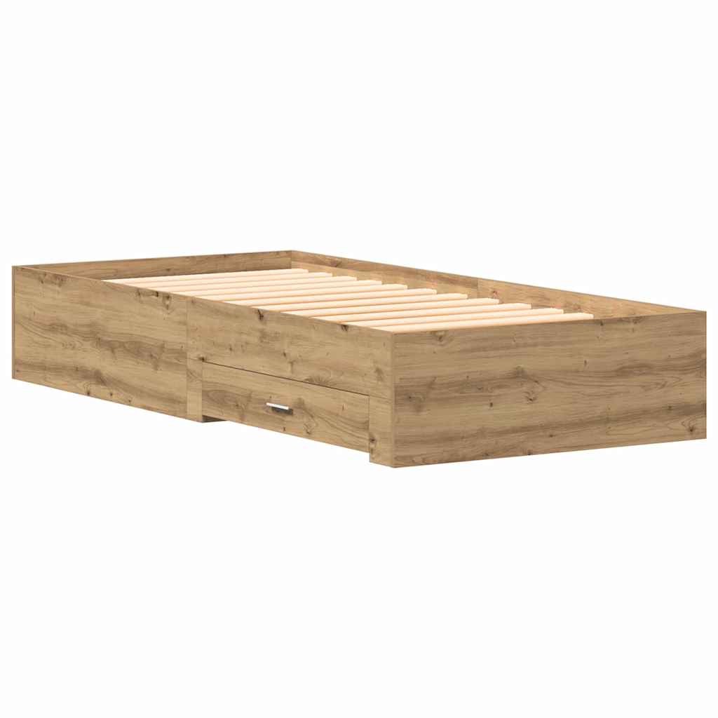 Bettrahmen mit Speicher Artisan-Eiche 90 x 200 cm Holzwerkstoff