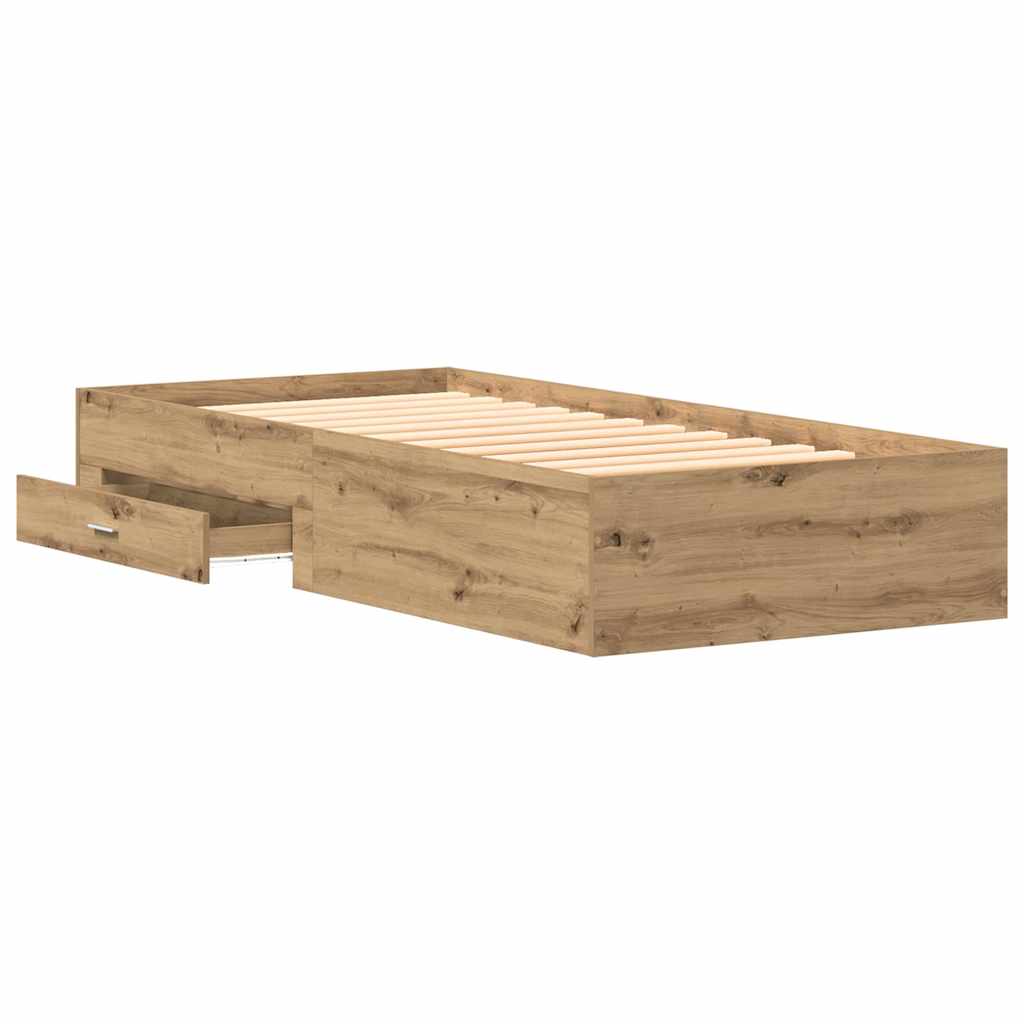 Bettrahmen mit Speicher Artisan-Eiche 90 x 190 cm Holzwerkstoff