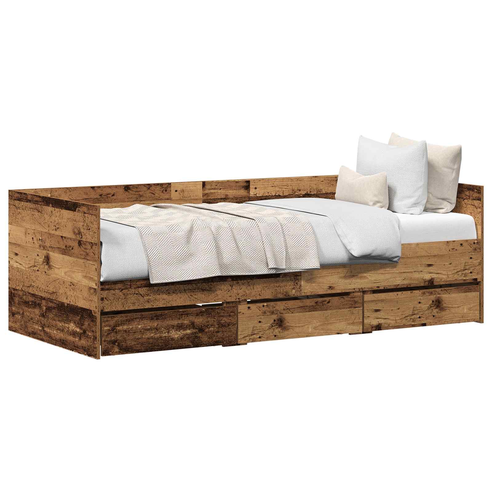 Tagesbett mit Schubladen Altholz 90 x 200 cm Holzwerkstoff