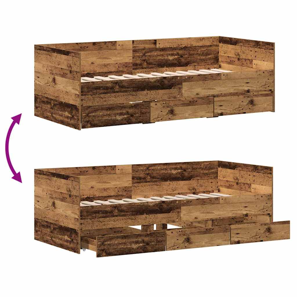 Tagesbett mit Schubladen Altholz 90 x 200 cm Holzwerkstoff