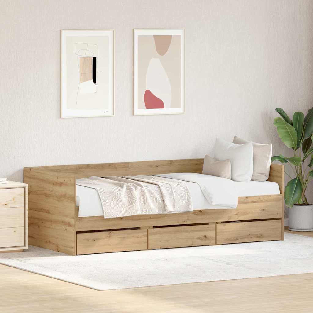 Tagesbett mit Kopfteil Artisan-Eiche 90 x 200 cm Holzwerkstoff