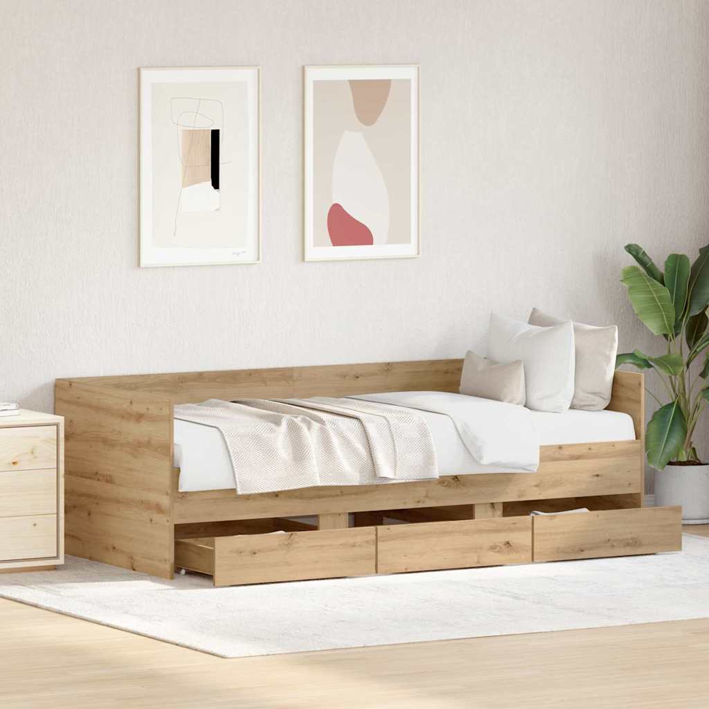 Tagesbett mit Kopfteil Artisan-Eiche 90 x 200 cm Holzwerkstoff