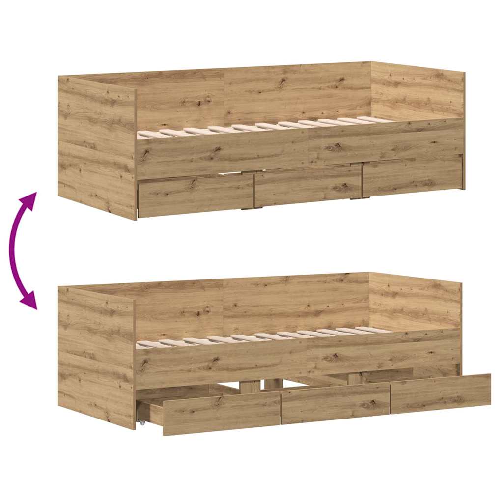 Tagesbett mit Kopfteil Artisan-Eiche 90 x 200 cm Holzwerkstoff