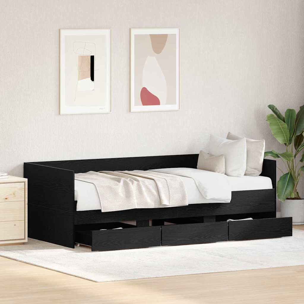 Tagesbett Schwarz Eichen-Optik 90 x 200 cm Holzwerkstoff