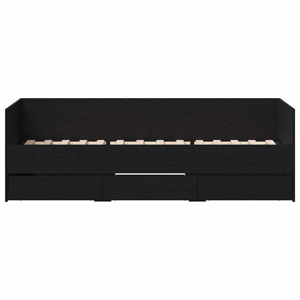 Tagesbett Schwarz Eichen-Optik 90 x 200 cm Holzwerkstoff
