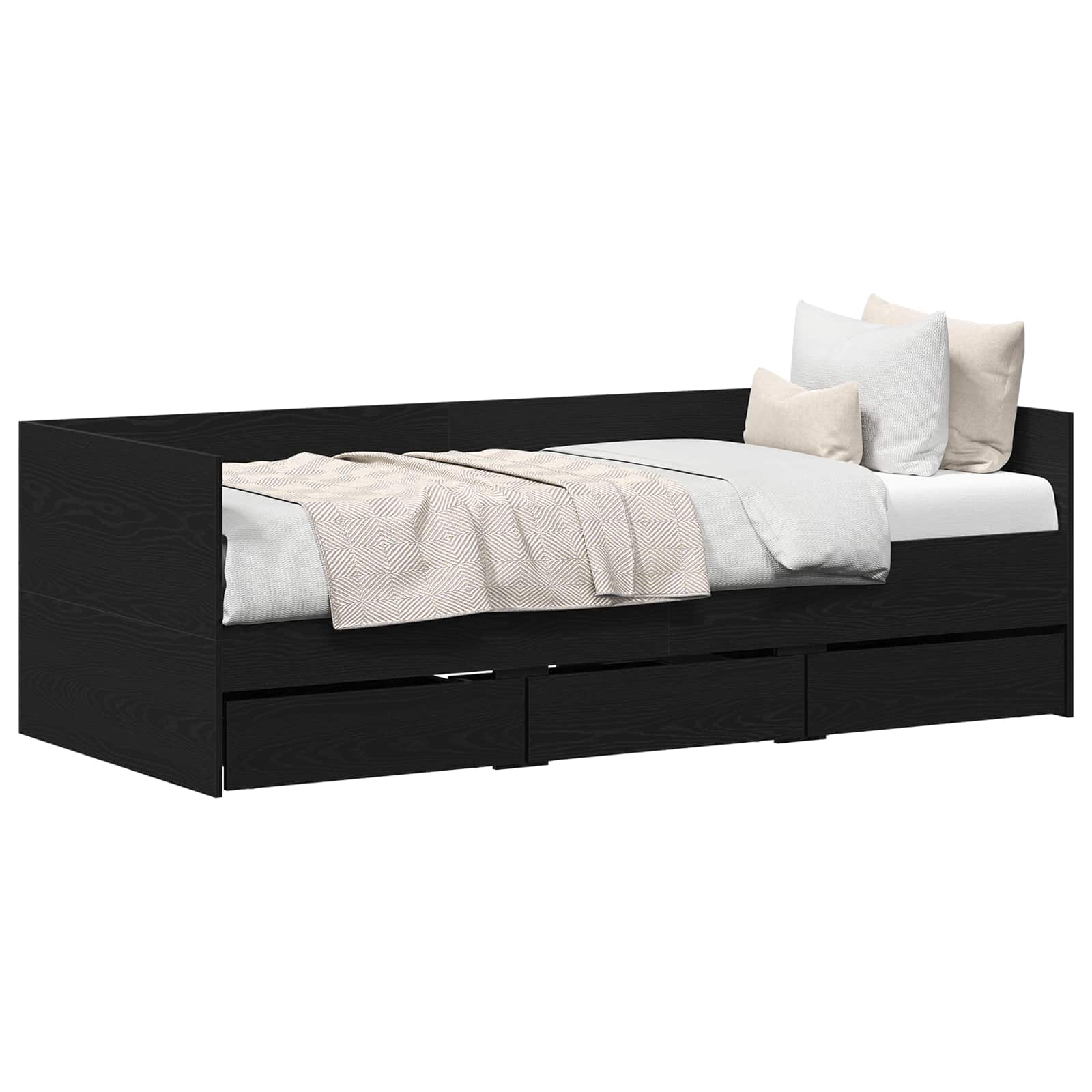 Tagesbett Schwarz Eichen-Optik 90 x 190 cm Holzwerkstoff