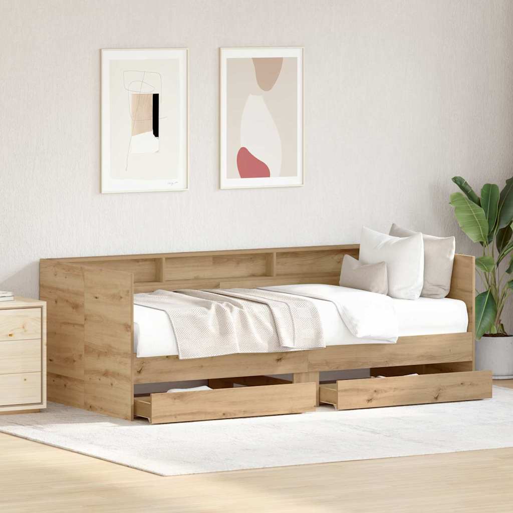 Tagesbett mit Regal Artisan-Eiche 90 x 200 cm Holzwerkstoff