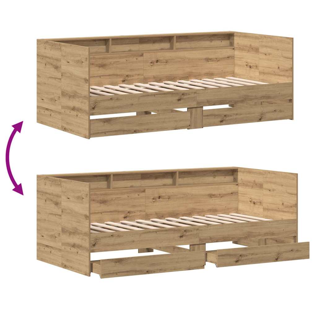Tagesbett mit Regal Artisan-Eiche 90 x 200 cm Holzwerkstoff
