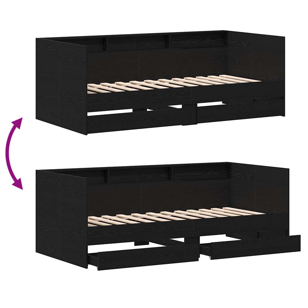 Tagesbett Schwarz Eichen-Optik 90 x 200 cm Holzwerkstoff