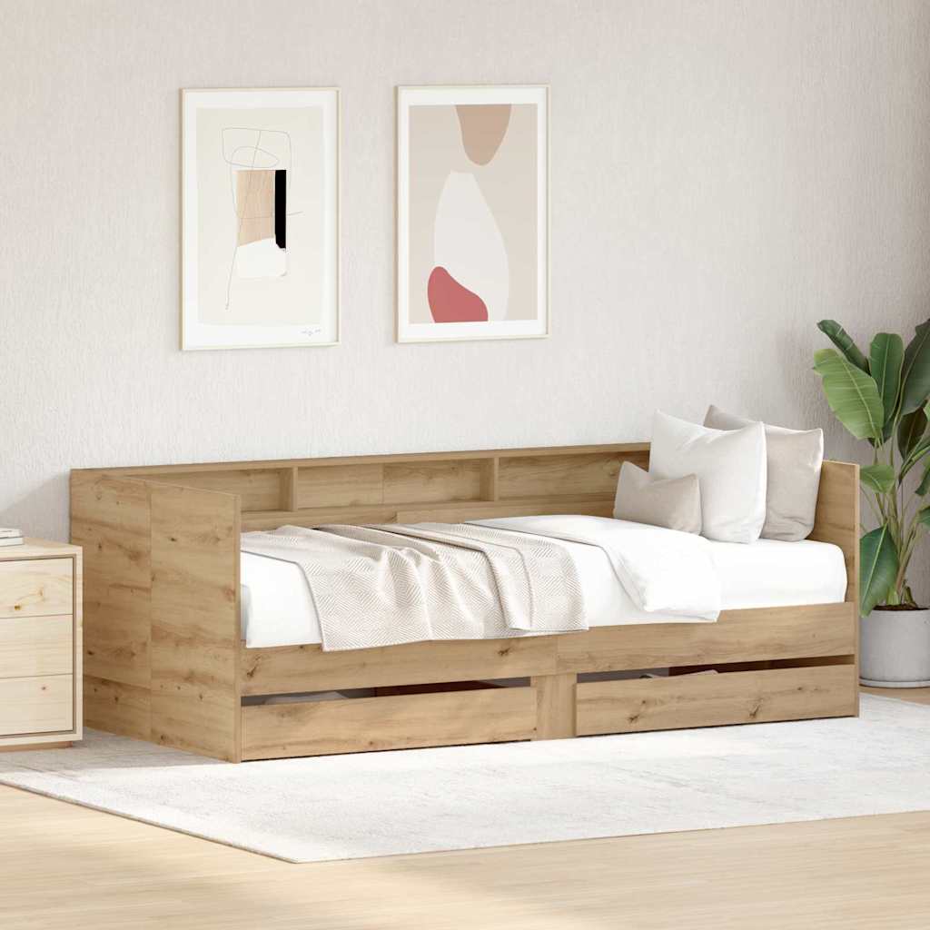 Tagesbett mit Regal Artisan-Eiche 90 x 190 cm Holzwerkstoff