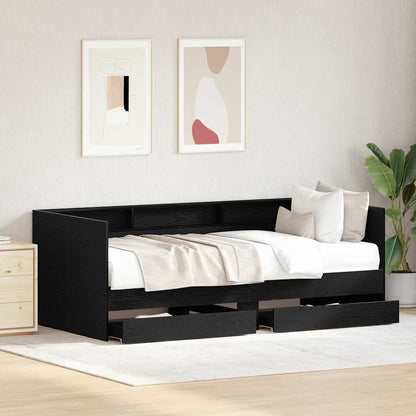 Tagesbett Schwarz Eichen-Optik 90 x 190 cm Holzwerkstoff
