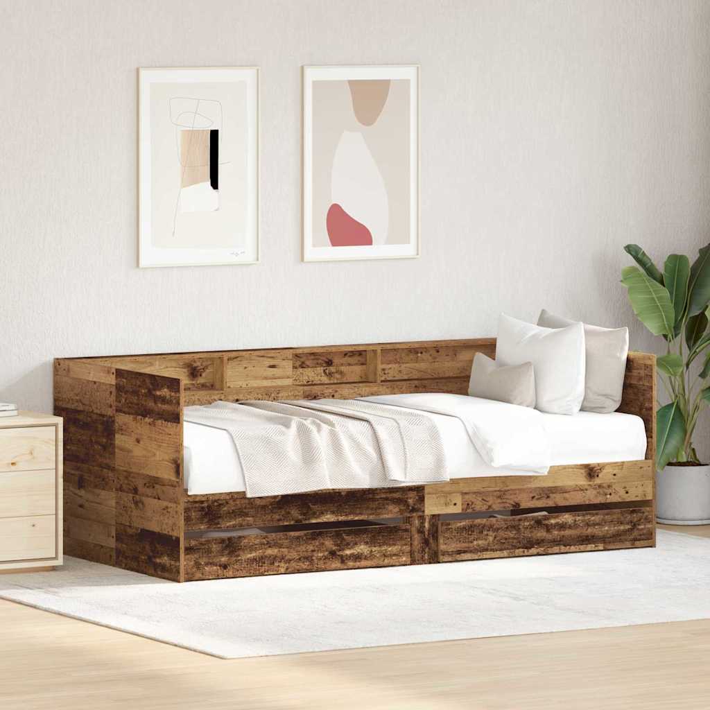 Tagesbett mit Schubladen Altholz 75 x 190 cm Holzwerkstoff