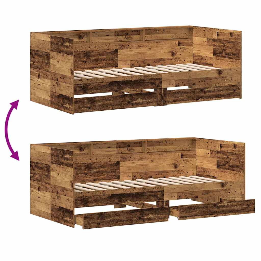 Tagesbett mit Schubladen Altholz 75 x 190 cm Holzwerkstoff
