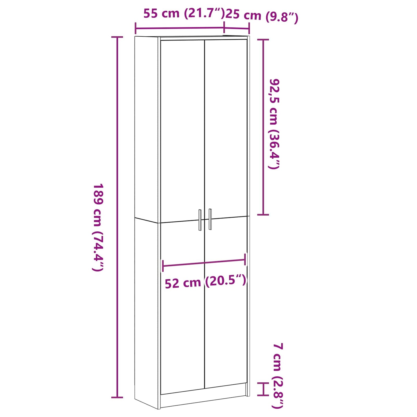 Kleiderschrank Weiß 55 x 25 x 189 cm Holzwerkstoff