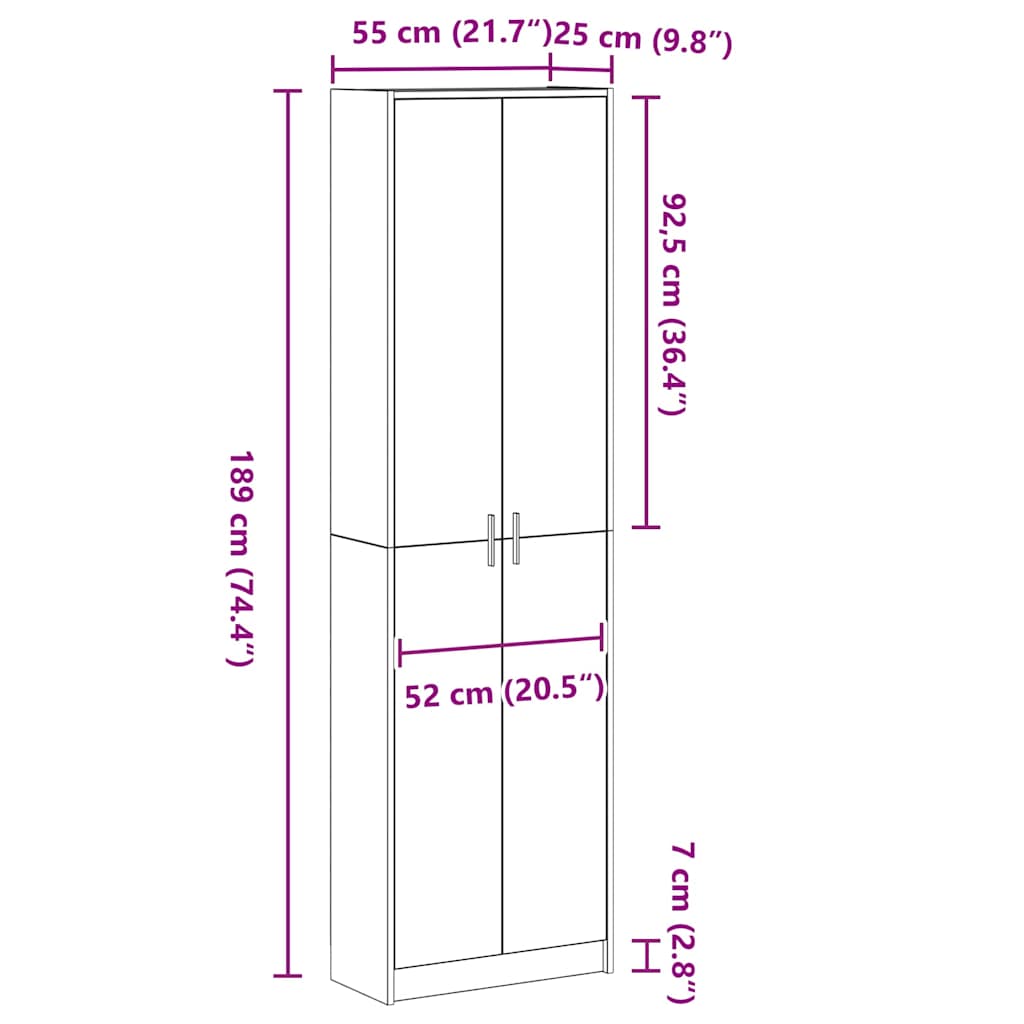 Kleiderschrank Graues Sonoma 55 x 25 x 189 cm Holzwerkstoff