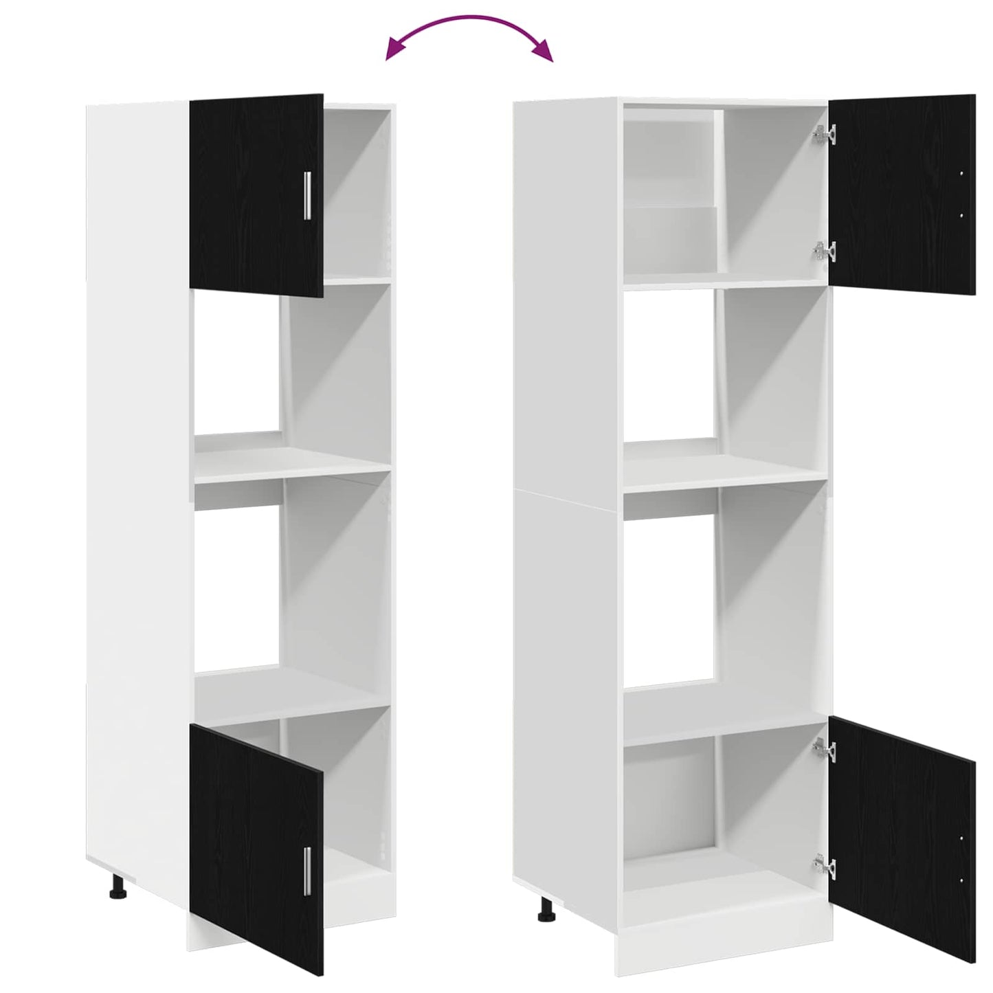 Hängeschrank Schwarz Eichen-Optik 60 x 57 x 207 cm