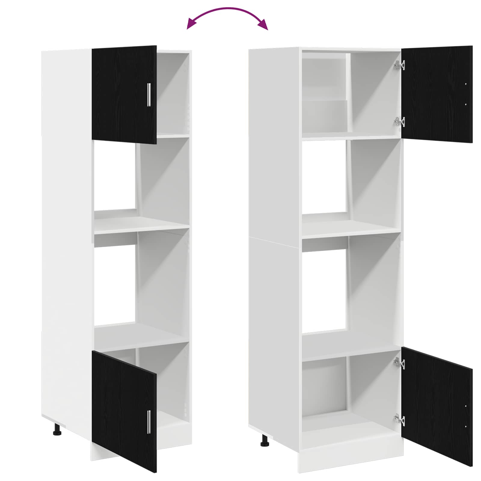 Hängeschrank Schwarz Eichen-Optik 60 x 57 x 207 cm