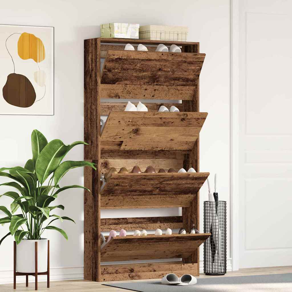 Schuhschrank 80 x 21 x 163,5 cm Holzwerkstoff Altholz
