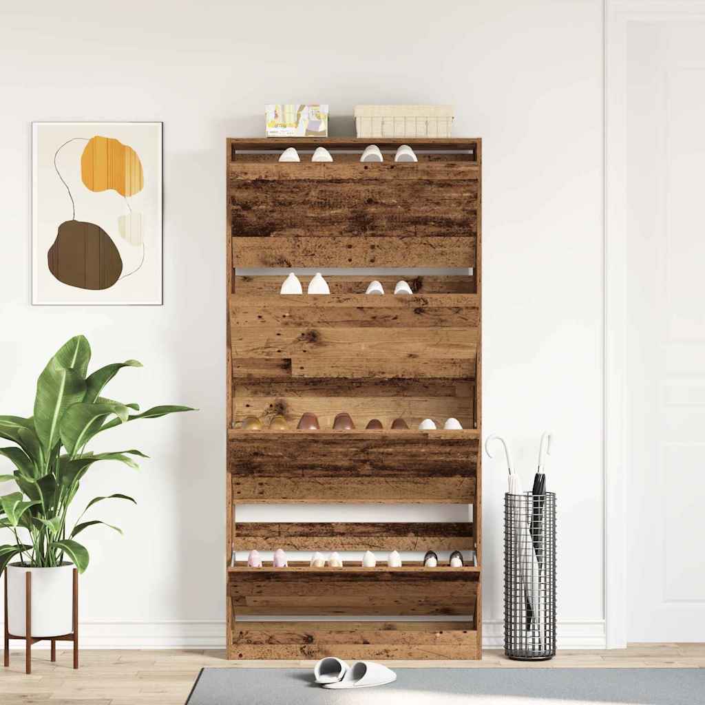 Schuhschrank 80 x 21 x 163,5 cm Holzwerkstoff Altholz